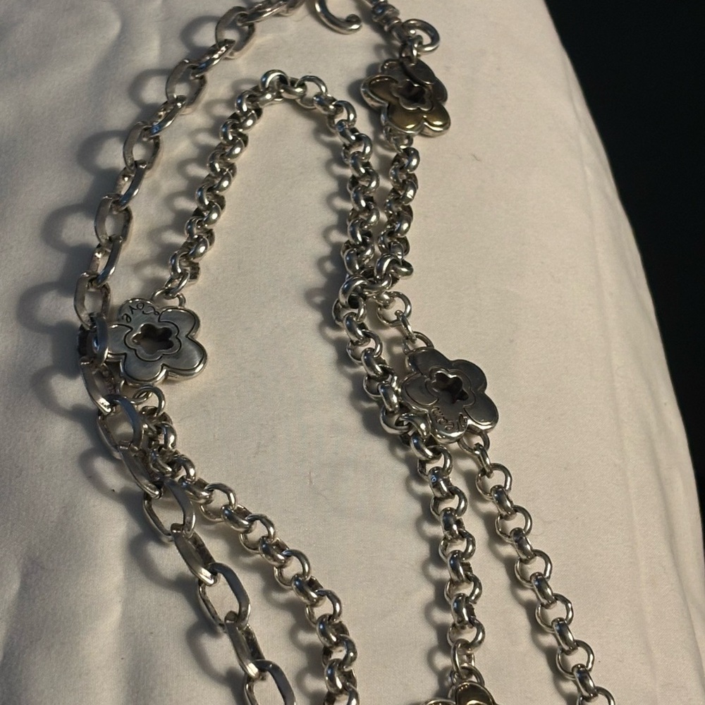 Silpada inspirations Silver w/gold Flower accents Chain Necklace